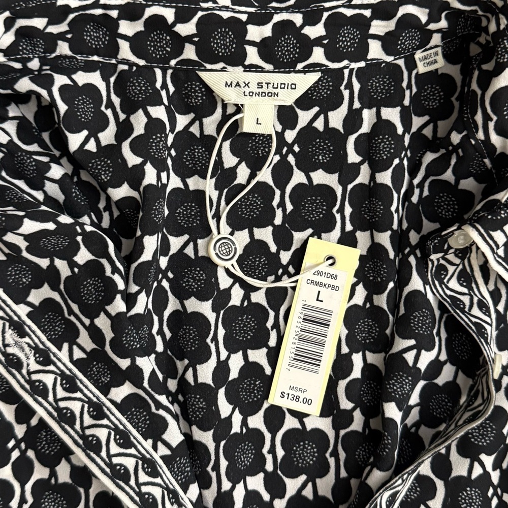 Max Studio Black and White Printed Midi Shirt Dress - Picture 7 of 14